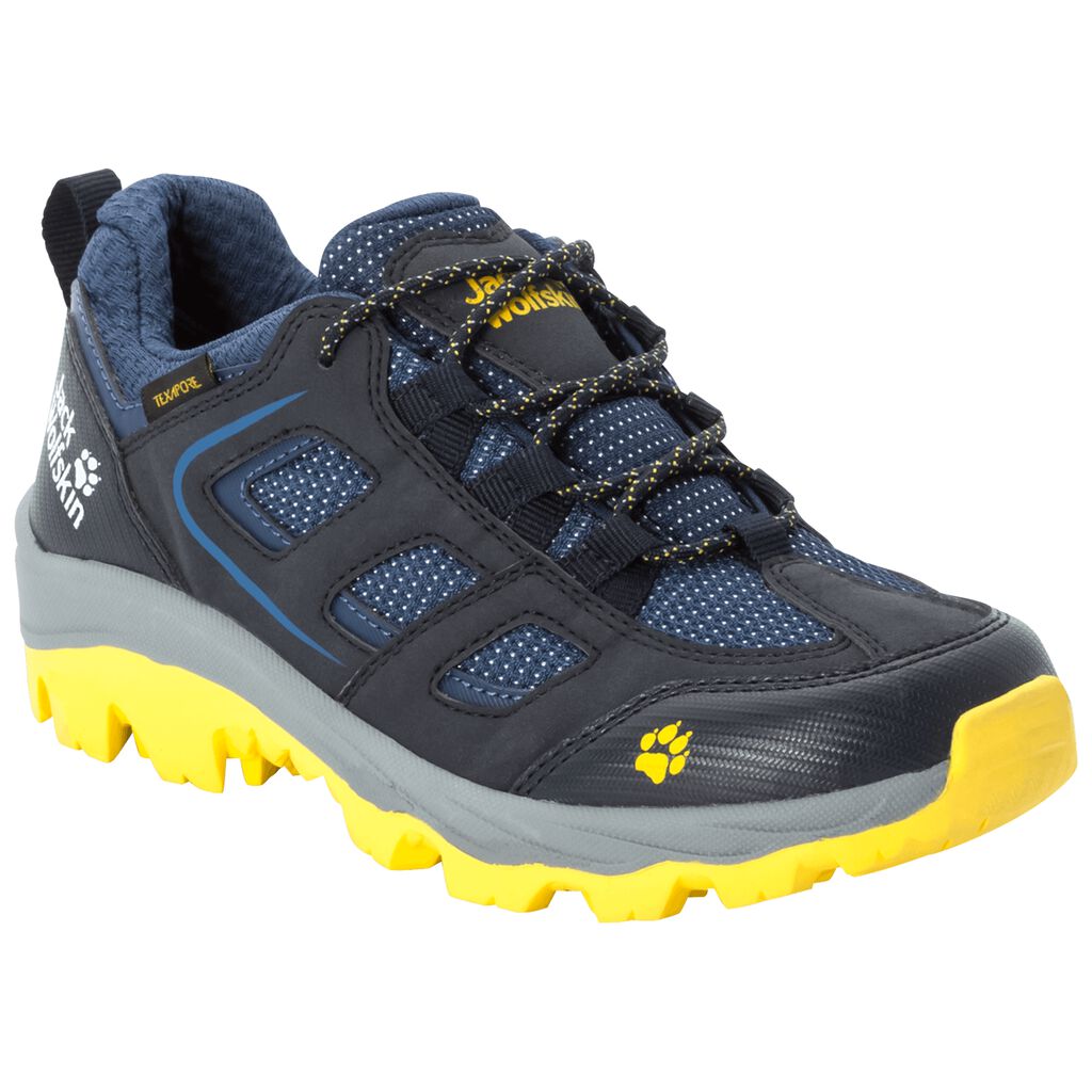 Jack Wolfskin VOJO TEXAPORE LOW Chaussures Enfant Bleu Foncé/Jaune - QFDAZIK-25